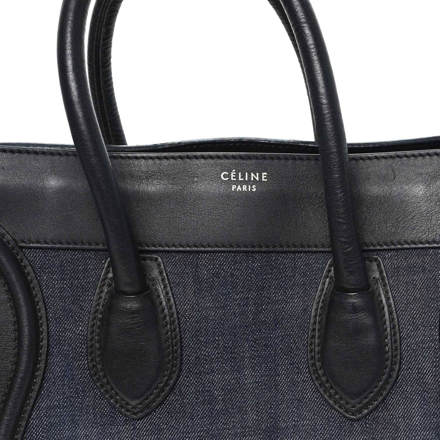 Celine Calfskin Denim Mini Luggage Black Navy 7 of 12