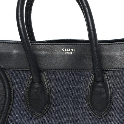 Celine Calfskin Denim Mini Luggage Black Navy 7 of 12