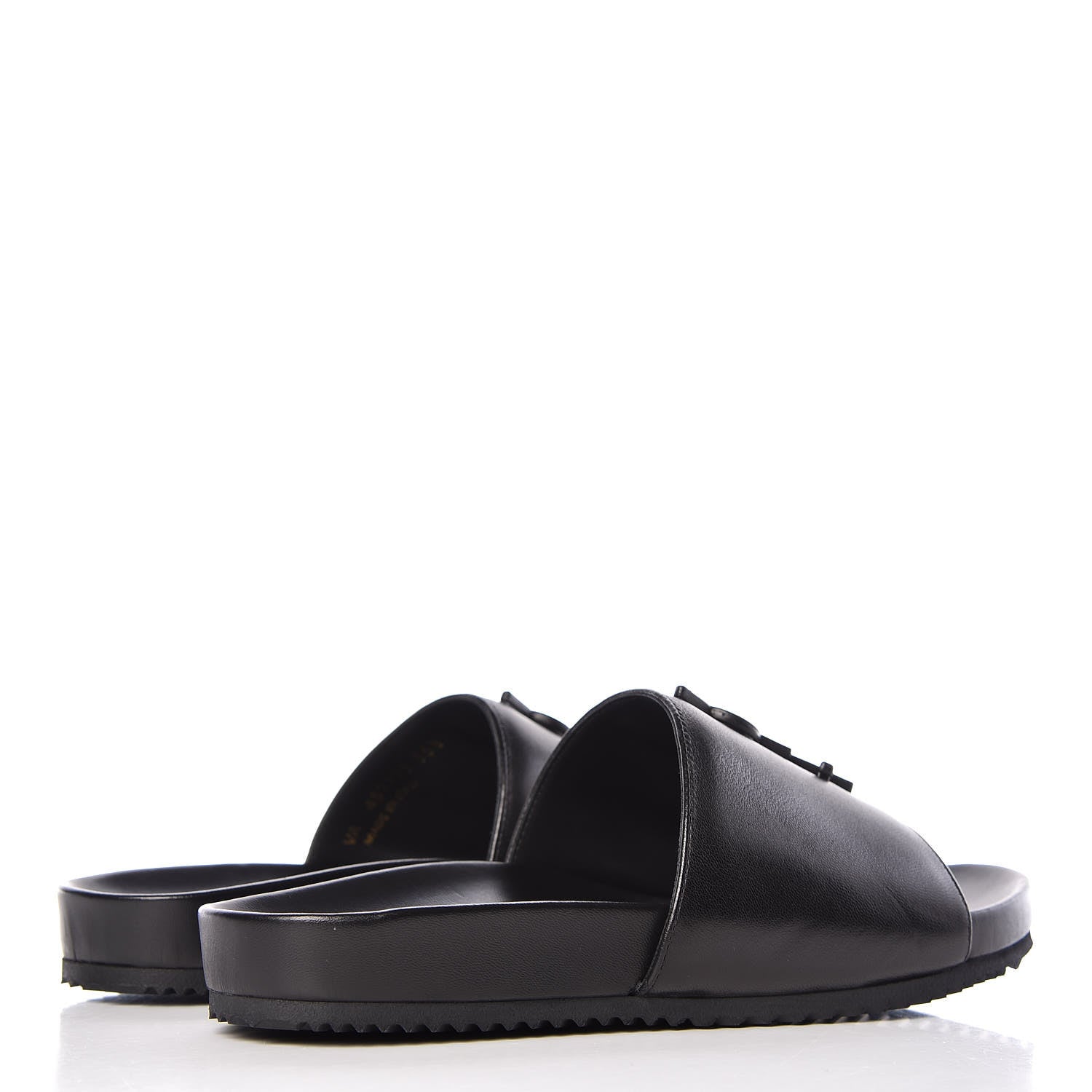 Saint Laurent Calfskin Monogram Joan Slide Sandals 35.5 Black 4 of 10