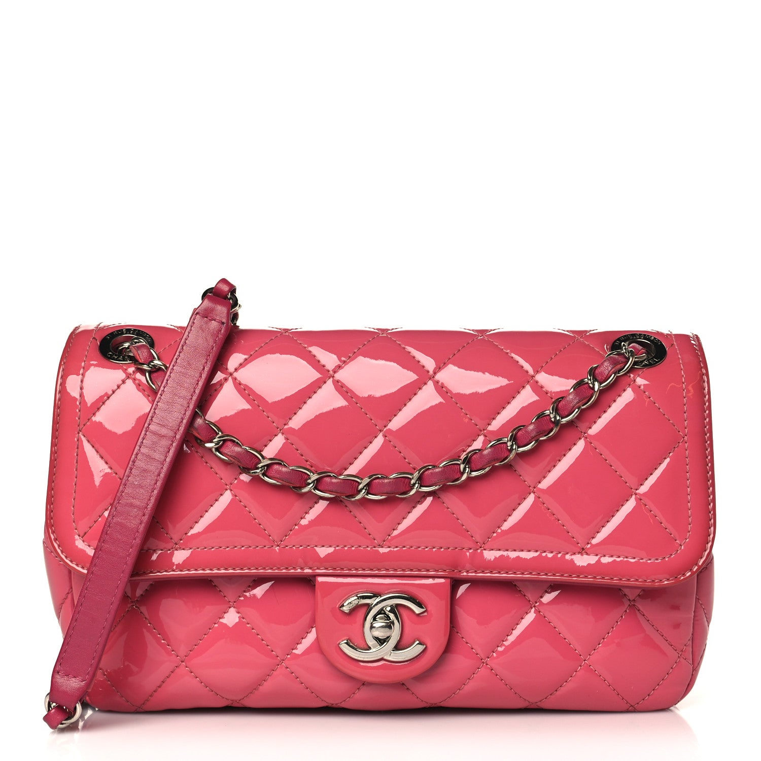 Chanel Patent Quilted Large Coco Shine Flap Pink 1 of 11