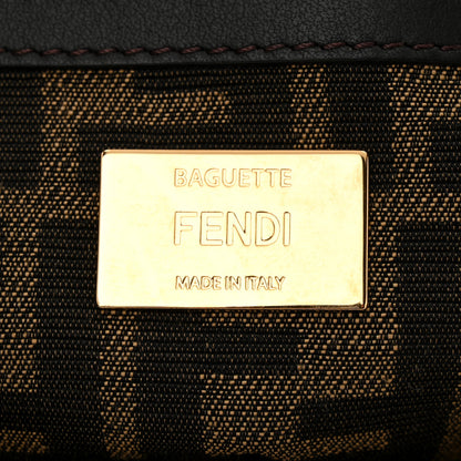 Fendi Fabric Jacquard FF 1974 Medium Baguette Tobacco Moro Black 6 of 10