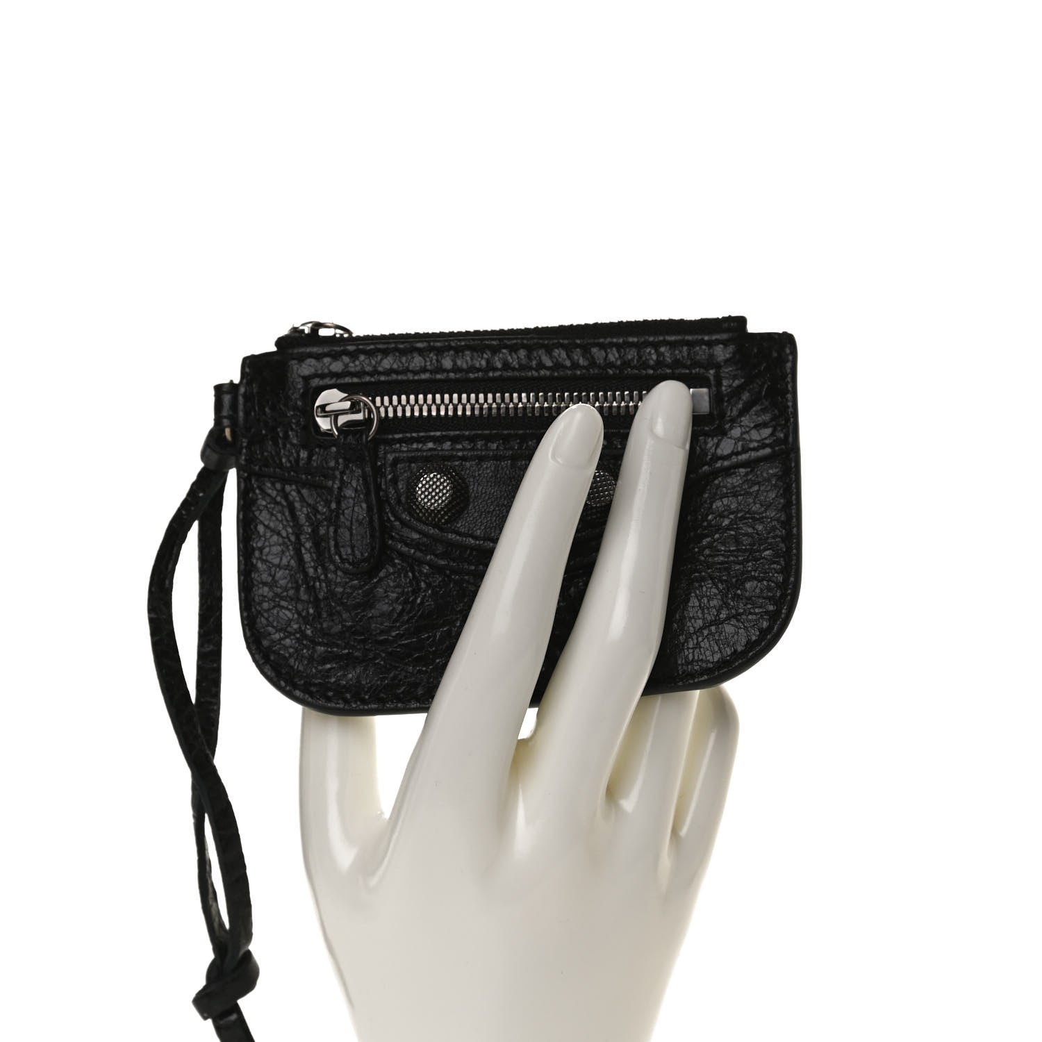 Balenciaga Agneau Giant 12 Silver Hardware Coin Purse Black 2 of 10