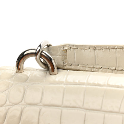 Saint Laurent Calfskin Crocodile Embossed Monogram Sunset Chain Wallet Blanc Vintage 11 of 12