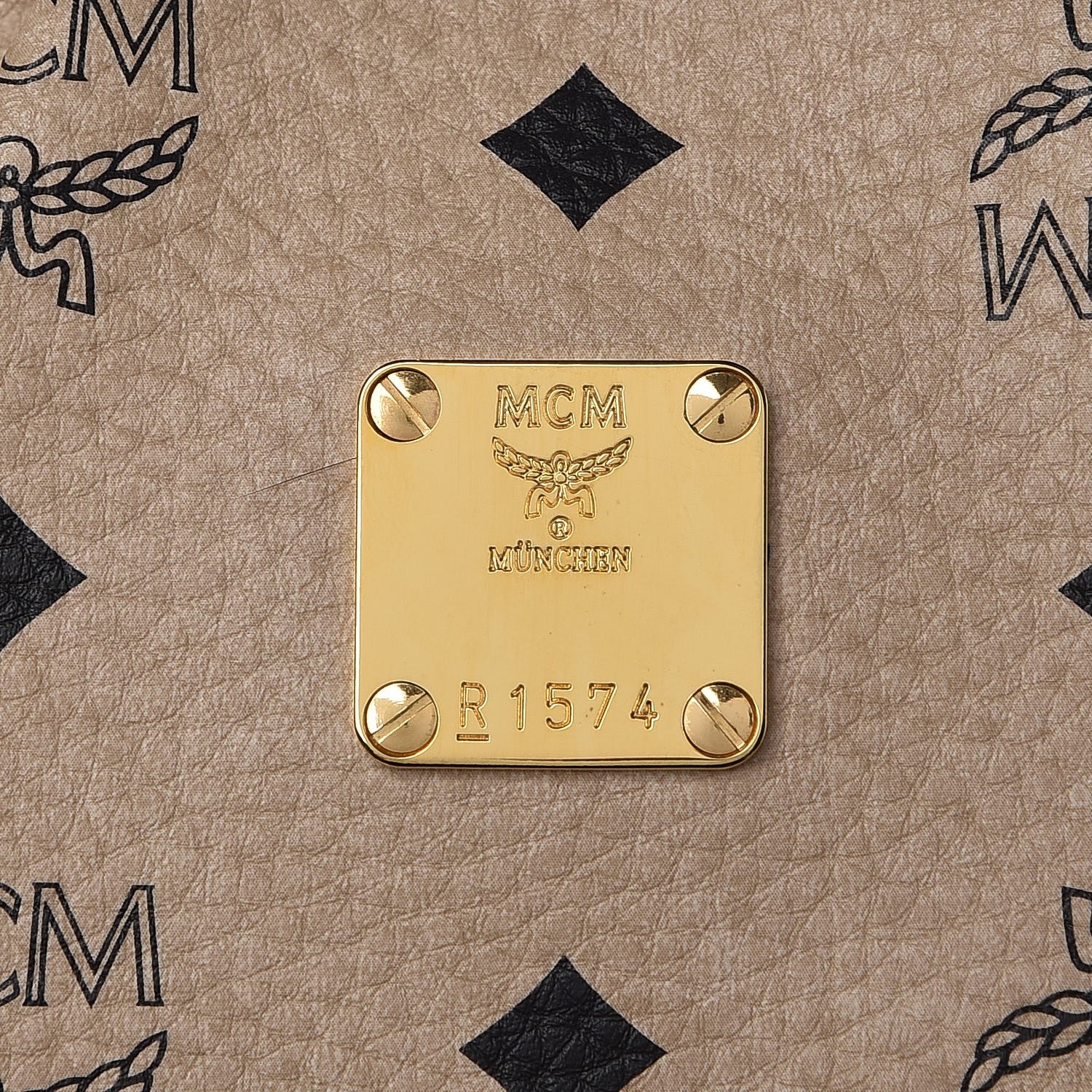 MCM Visetos Vintage Boston Satchel Beige 9 of 9