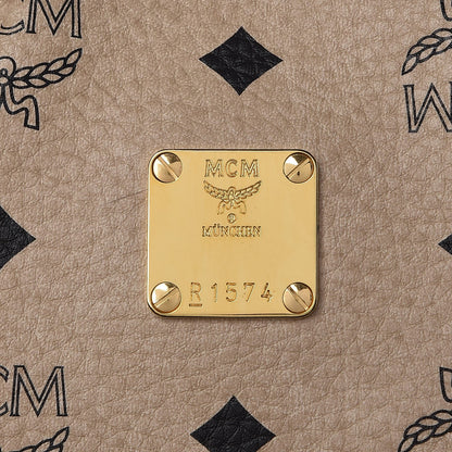 MCM Visetos Vintage Boston Satchel Beige 9 of 9
