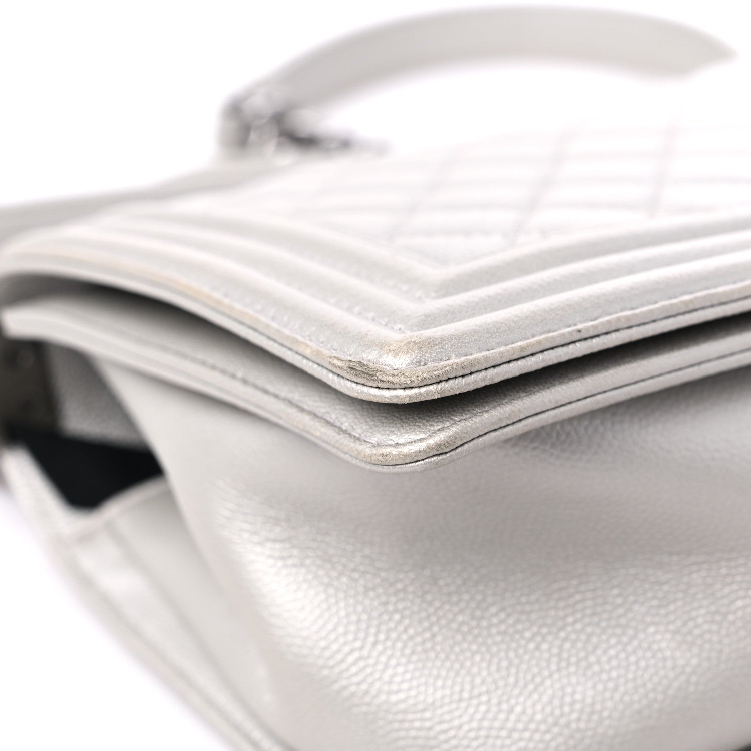 Chanel Metallic Caviar Quilted Medium Boy Flap Silver 8 of 14