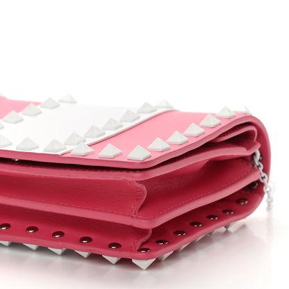 Valentino Garavani Vitello Colorblock Free Rockstud Wallet on Chain Shadow Pink Optic White 11 of 11
