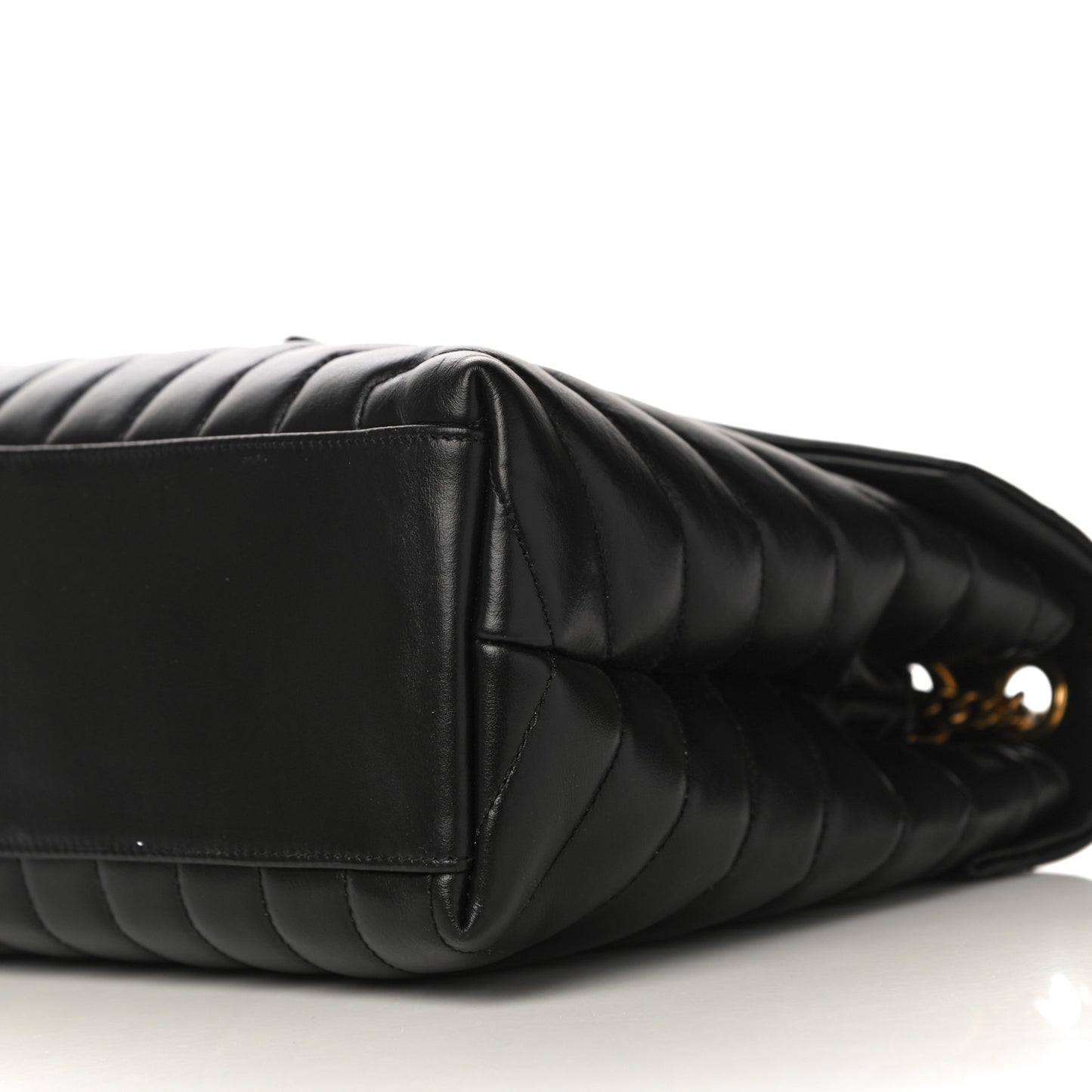 Calfskin Y Quilted Monogram Medium Loulou Chain Satchel Black