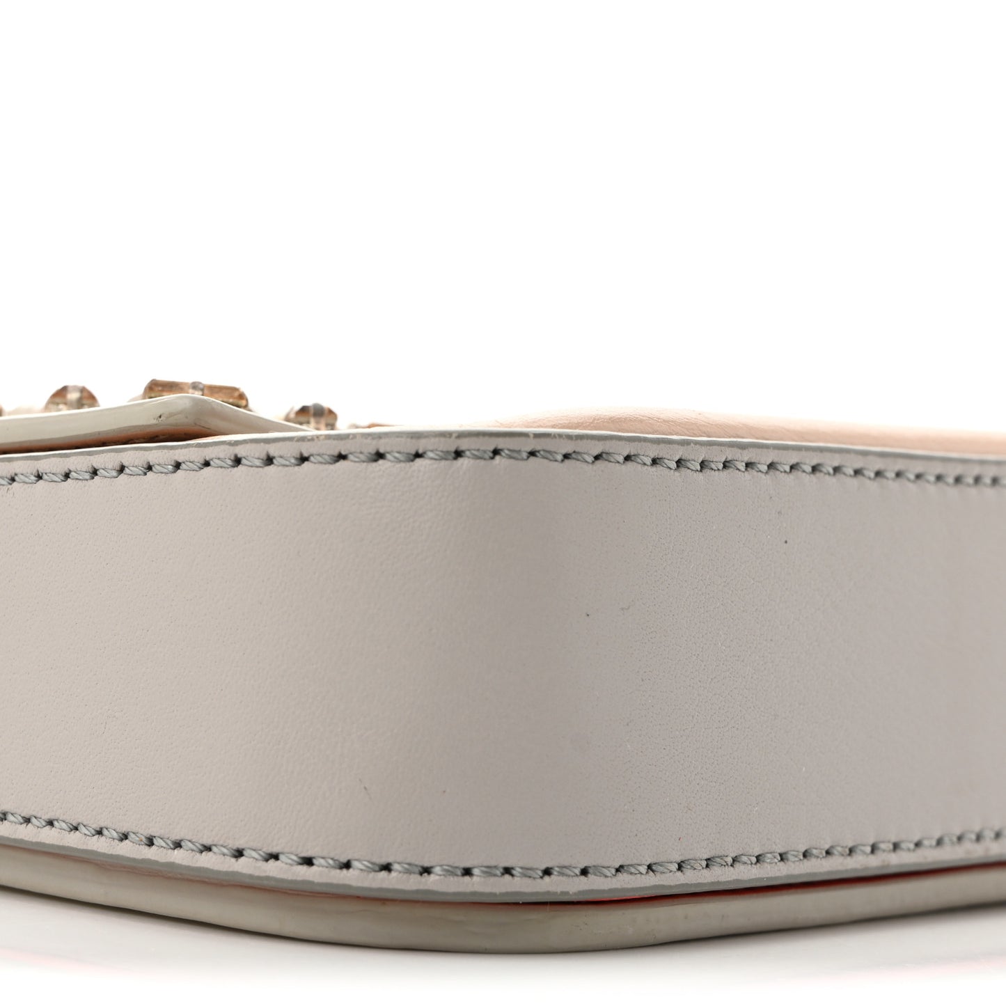 Vitello Dolce Crystal 3Baguette Shoulder Bag White Pink
