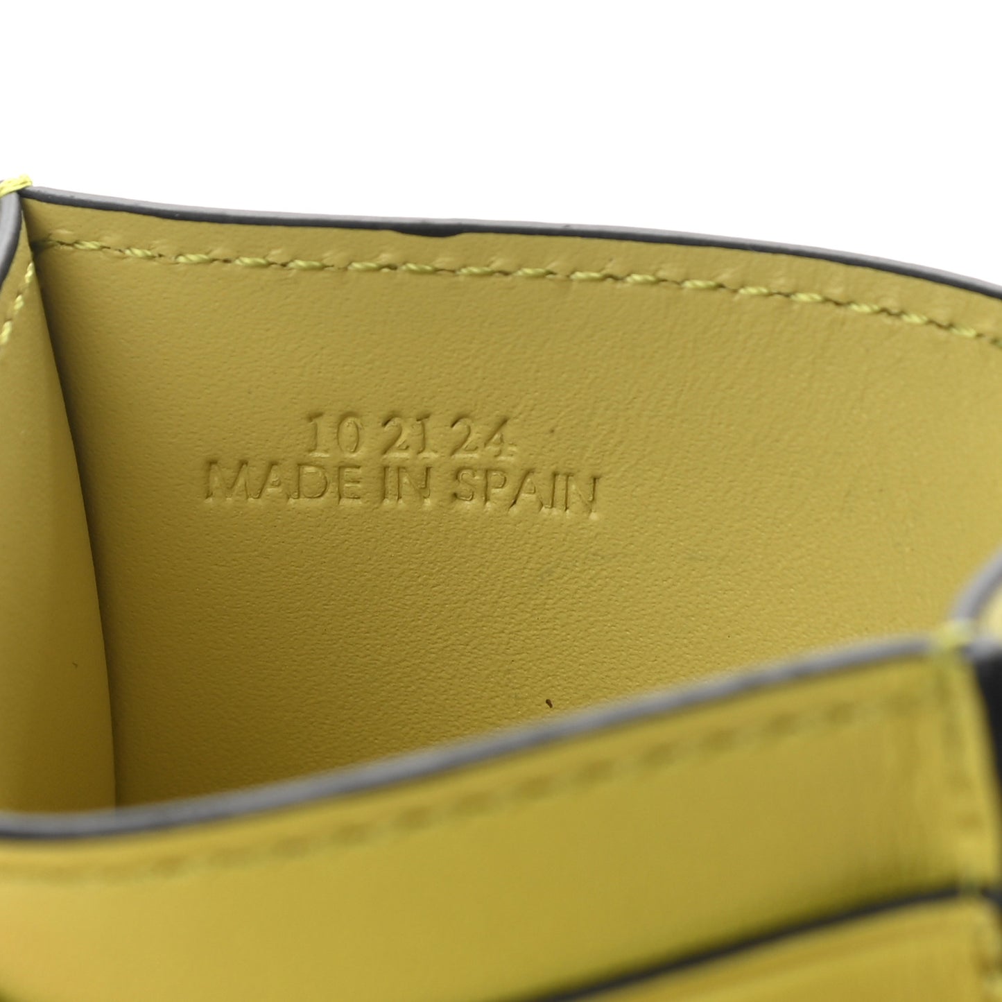 Calfskin Embossed Anagram Cardholder Lime Yellow
