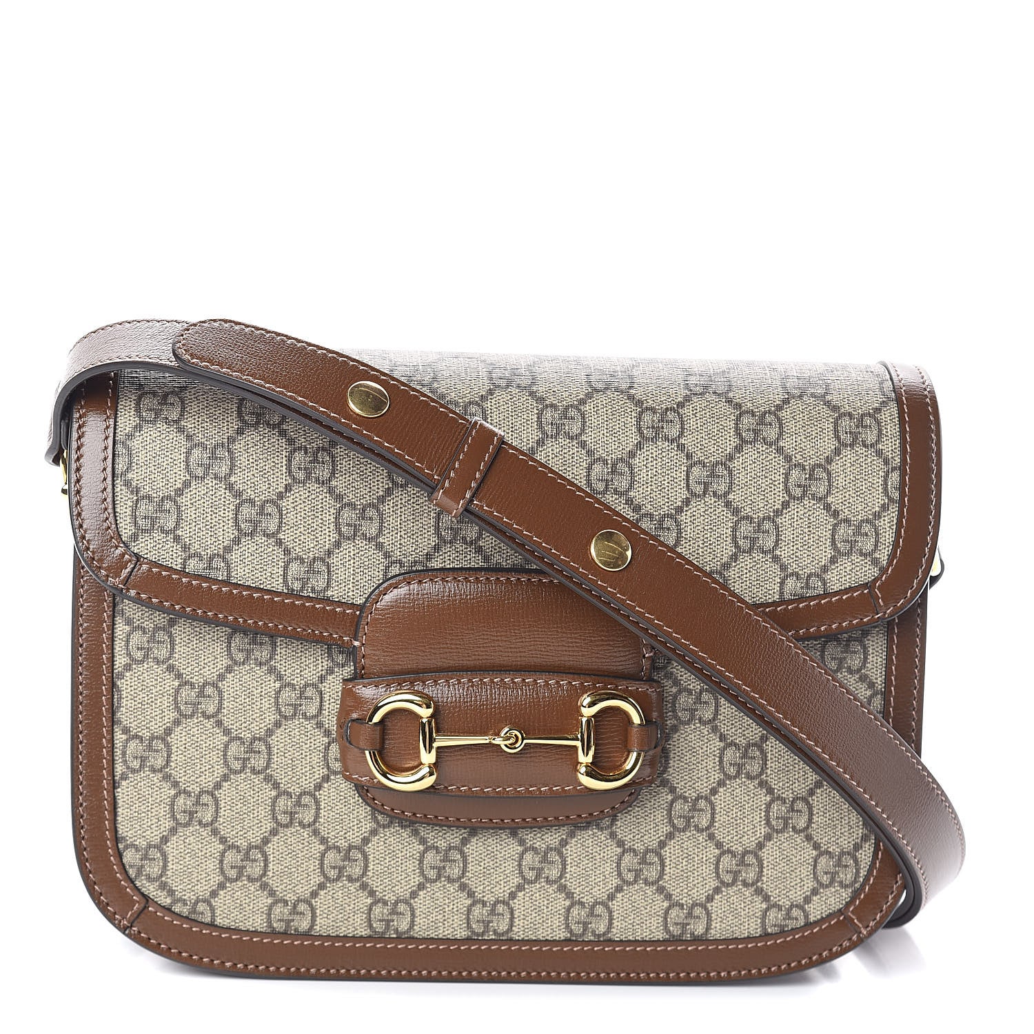 Gucci GG Supreme Monogram Horsebit 1955 Shoulder Bag Beige Brown Sugar 1 of 8