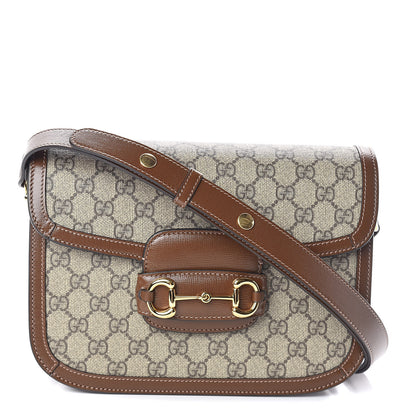Gucci GG Supreme Monogram Horsebit 1955 Shoulder Bag Beige Brown Sugar 1 of 8