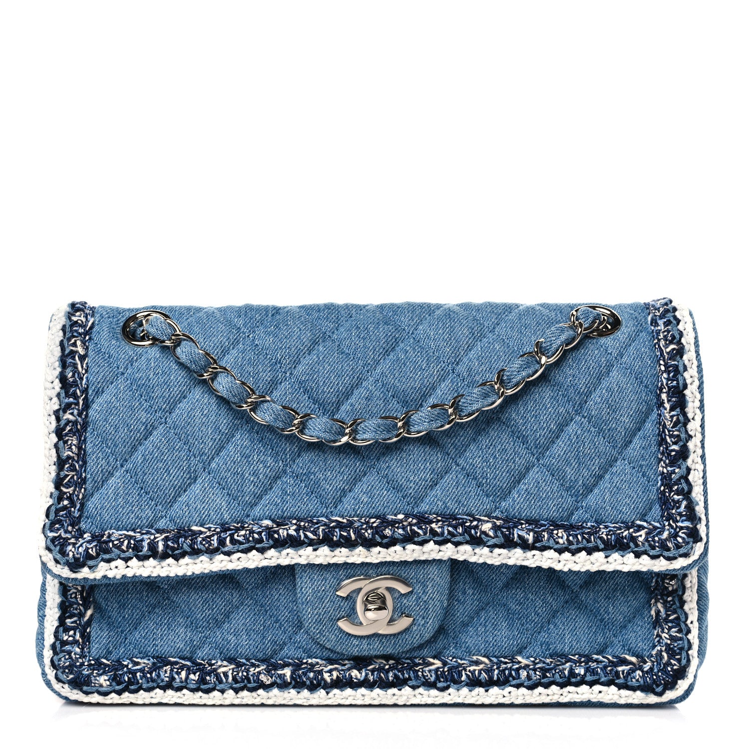 Chanel Denim Braided Medium Flap Bag Light Blue 1 of 9