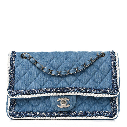 Chanel Denim Braided Medium Flap Bag Light Blue 1 of 9