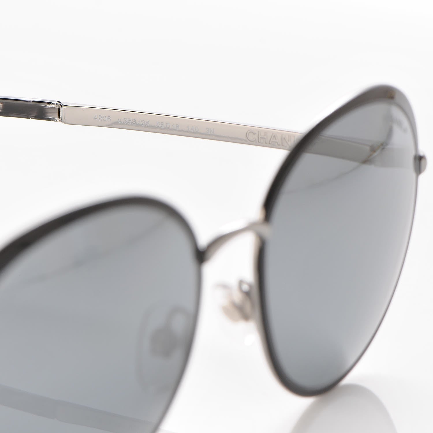 Chanel Round Spring Sunglasses 4206 Black Silver 5 of 9
