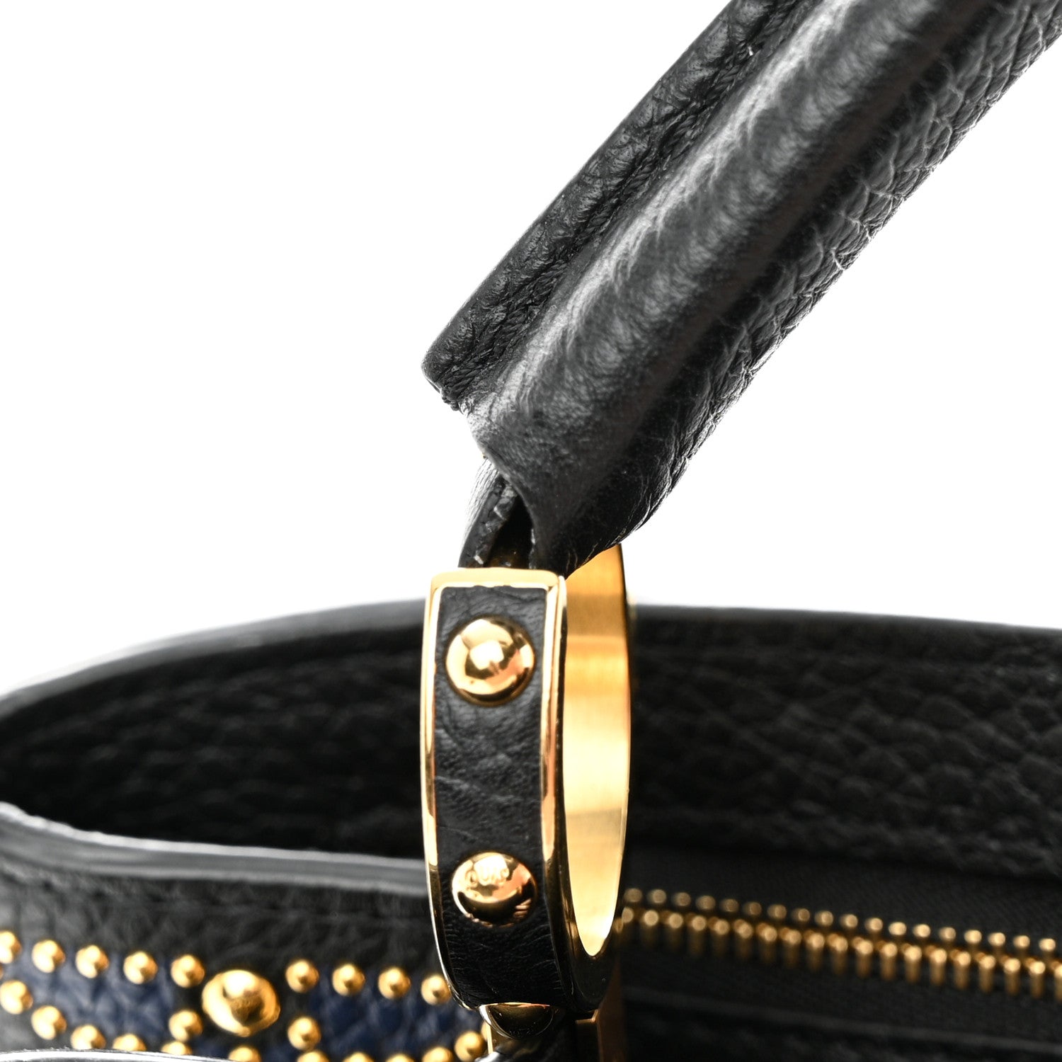 Louis Vuitton Taurillon Flower Capucines PM Black Blue 14 of 16