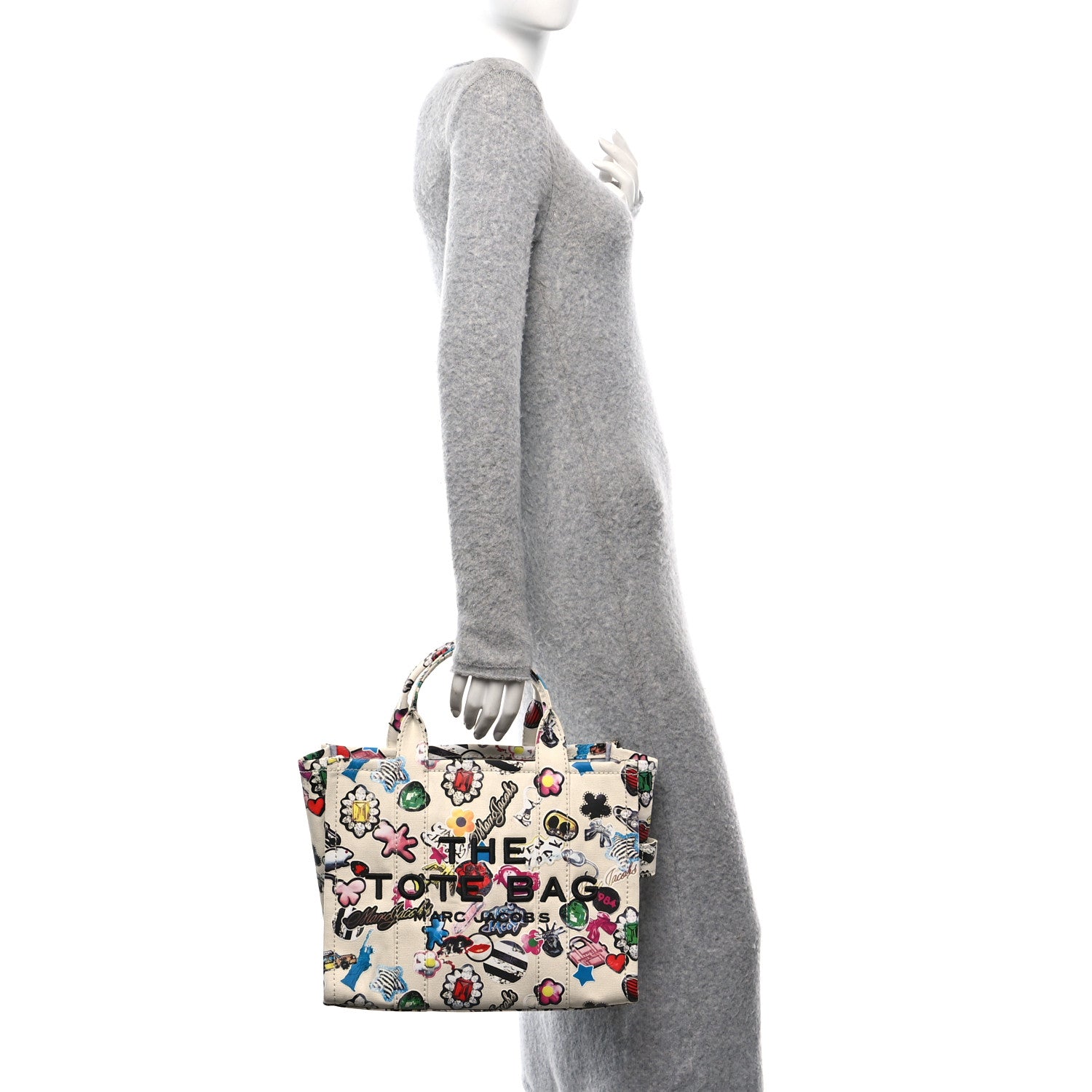 Marc Jacobs Cotton Canvas Sticker Tote Bag White Multicolor 2 of 10