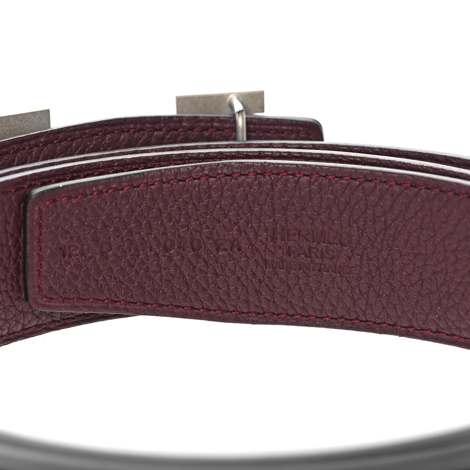 Hermes Box Togo 32mm H Belt 120 Black Bordeaux 3 of 6