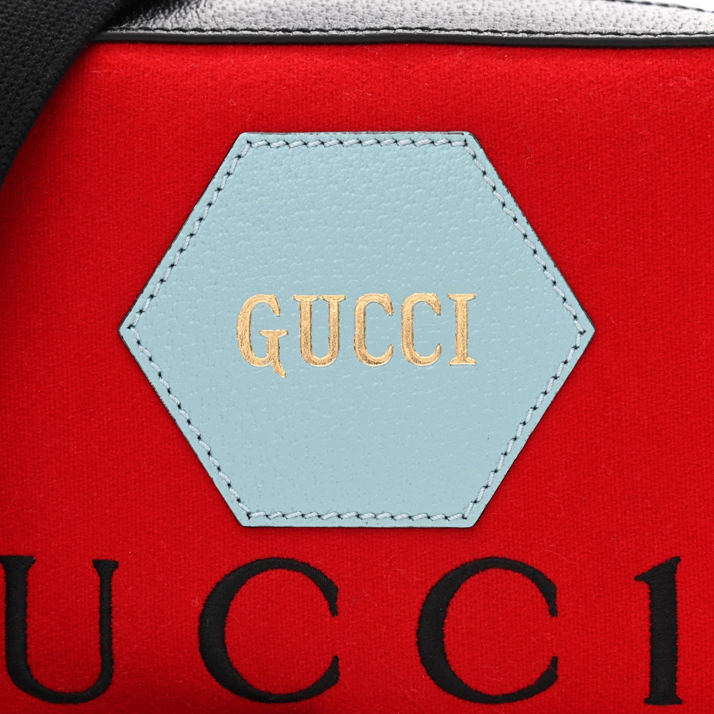 Felt Calfskin Script Logo Gucci 100 Camera Bag Bright Hibiscus Black Azure