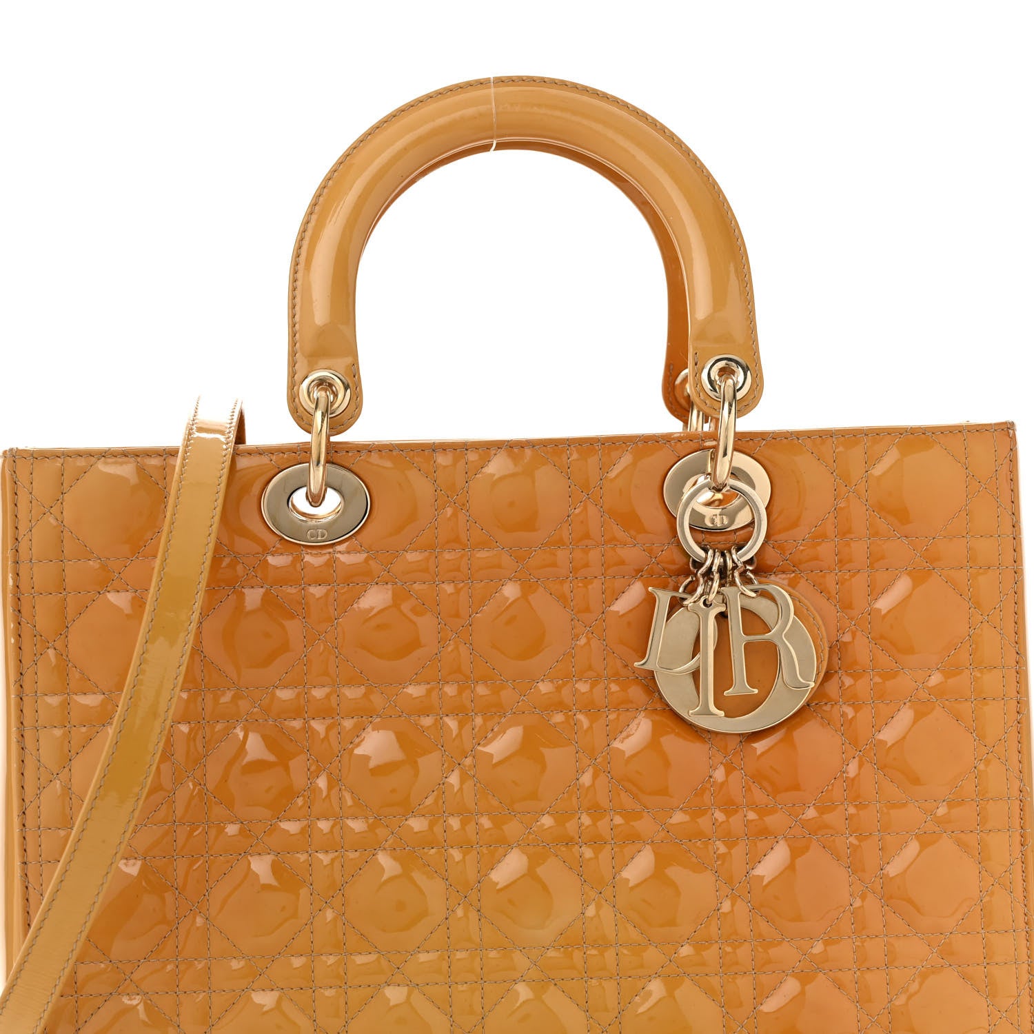 Christian Dior Patent Cannage Large Lady Dior Yellow 8 of 15