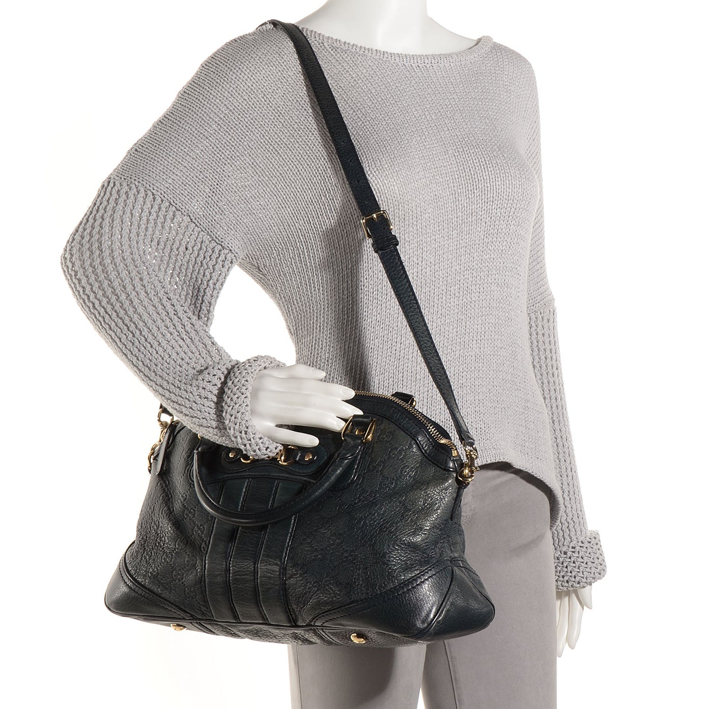 Guccissima Medium Cathrine Dome Satchel Dark Blue