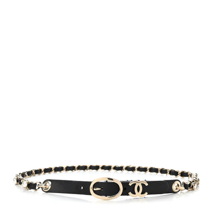 Chanel Lambskin CC Pearl Chain Belt 70 28 Black 1 of 4