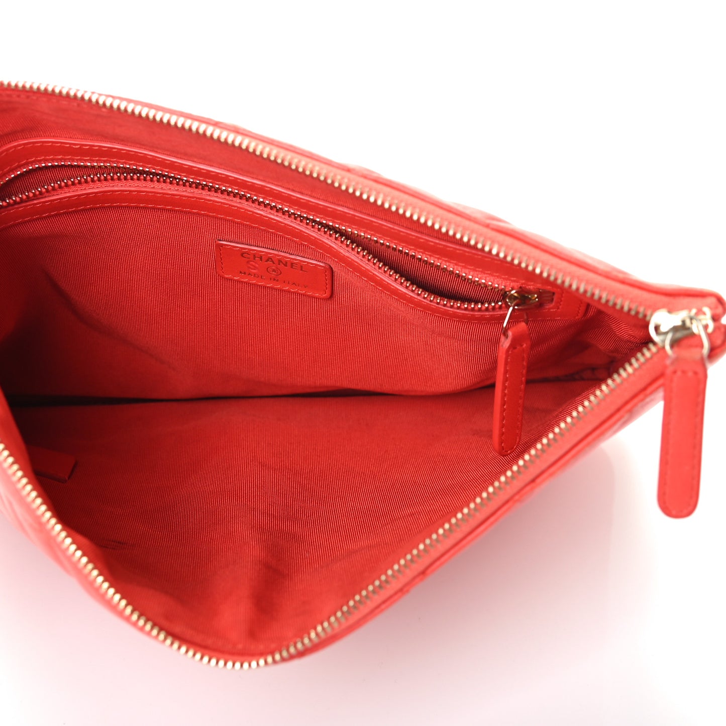 Lambskin Quilted Medium Cosmetic Case Red