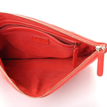 Chanel Lambskin Quilted Medium Cosmetic Case Red 4 of 4
