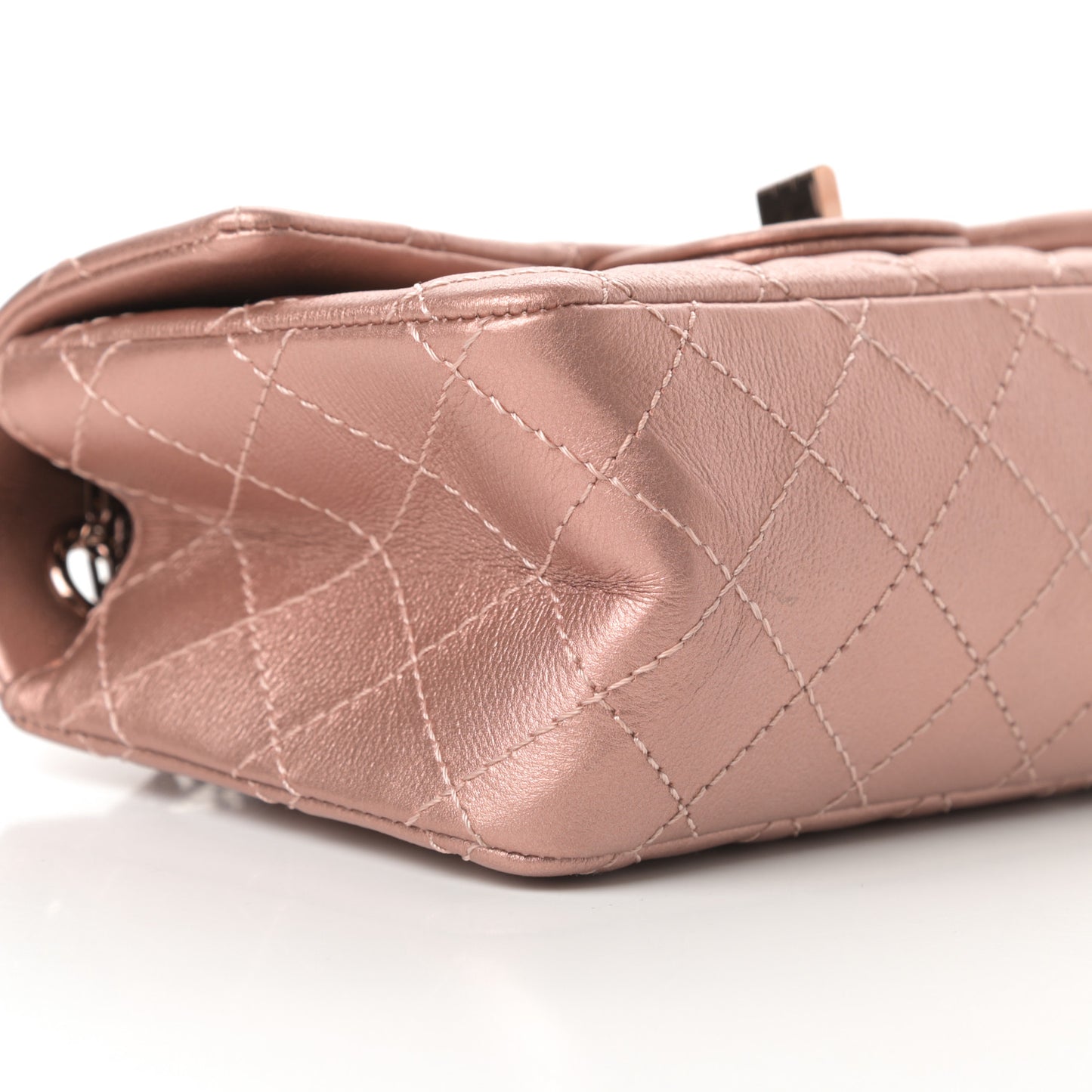 Metallic Grained Calfskin Quilted 2.55 Reissue Mini Flap Copper Pink
