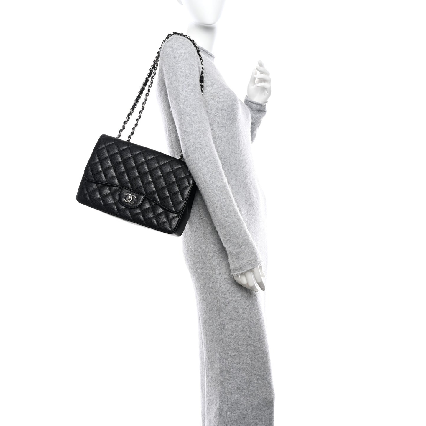 Caviar Quilted Jumbo Single Flap Black