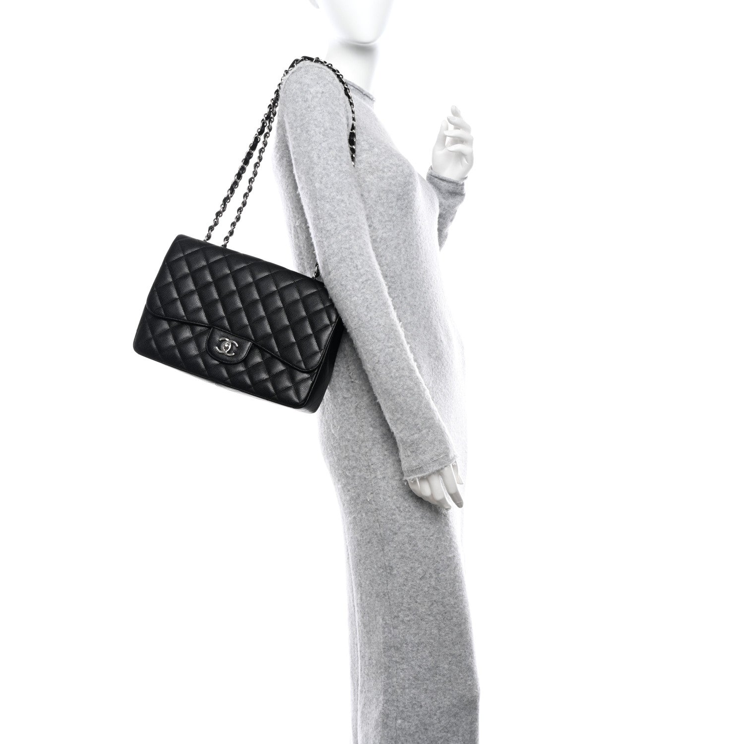 Chanel Caviar Quilted Jumbo Single Flap Black 2 of 10