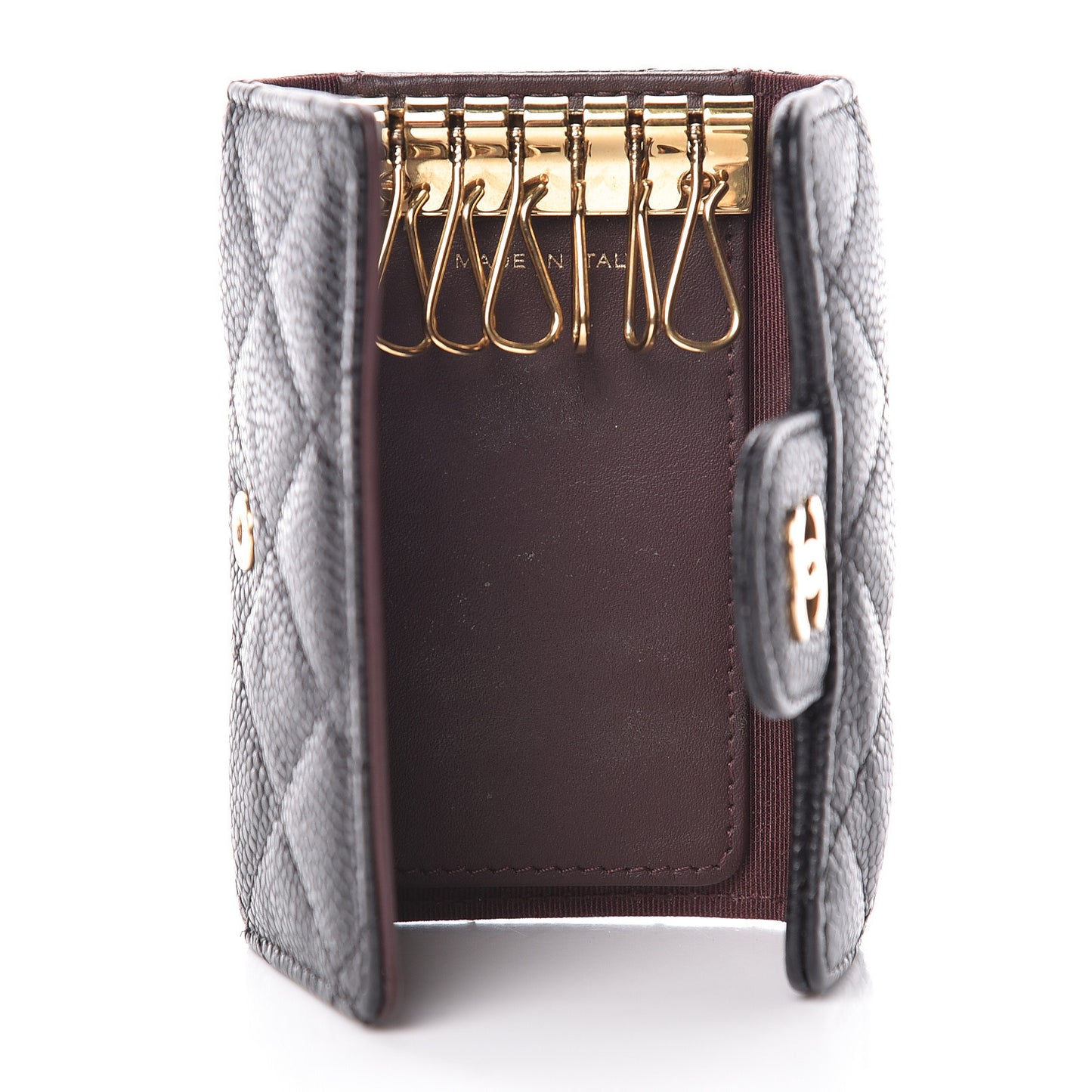 Caviar Quilted 6 Key Holder Black