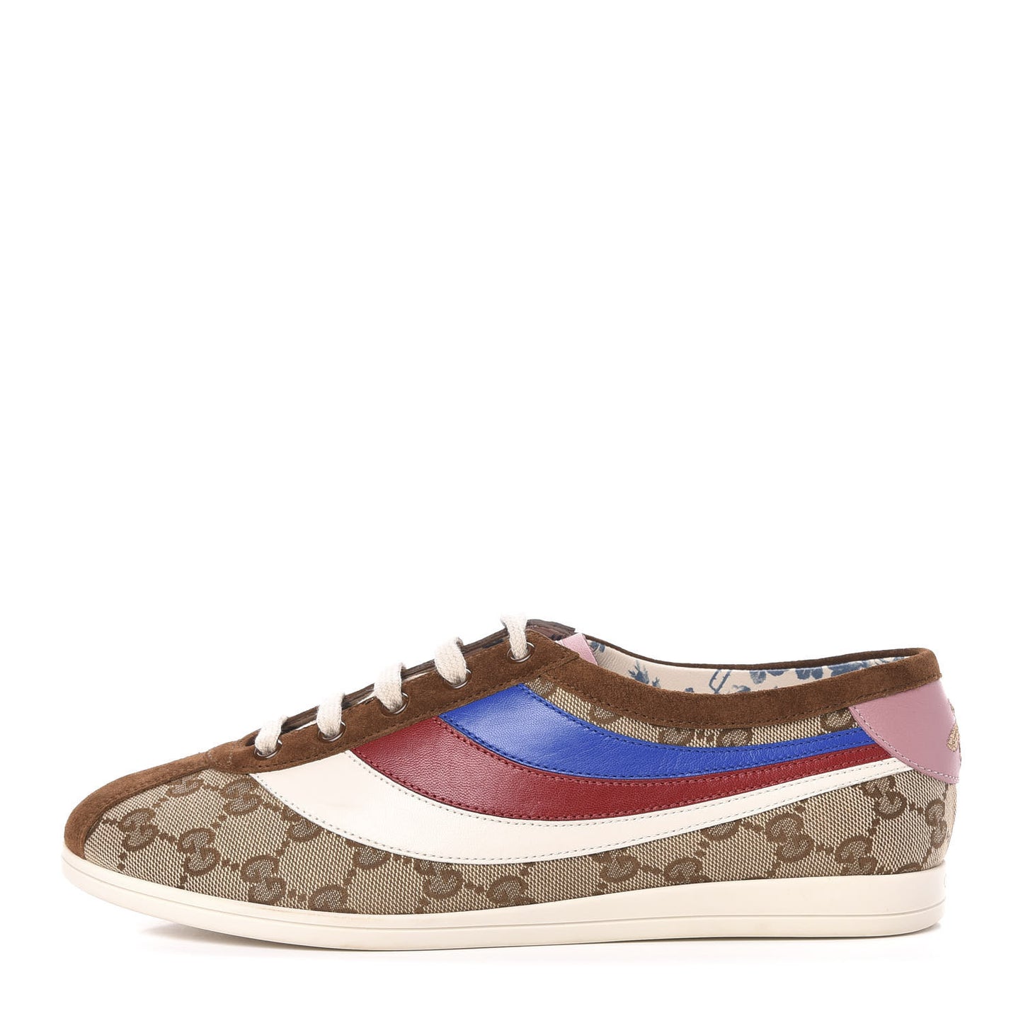 Suede Monogram Web Womens Falacer Sneakers 40 Nocciola Beige Mystic White Hibiscus Red