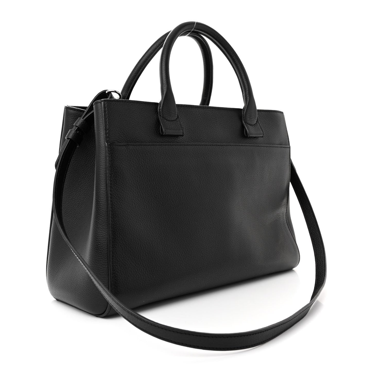 Grained Calfskin Small Neo Executive Shopper Tote Black
