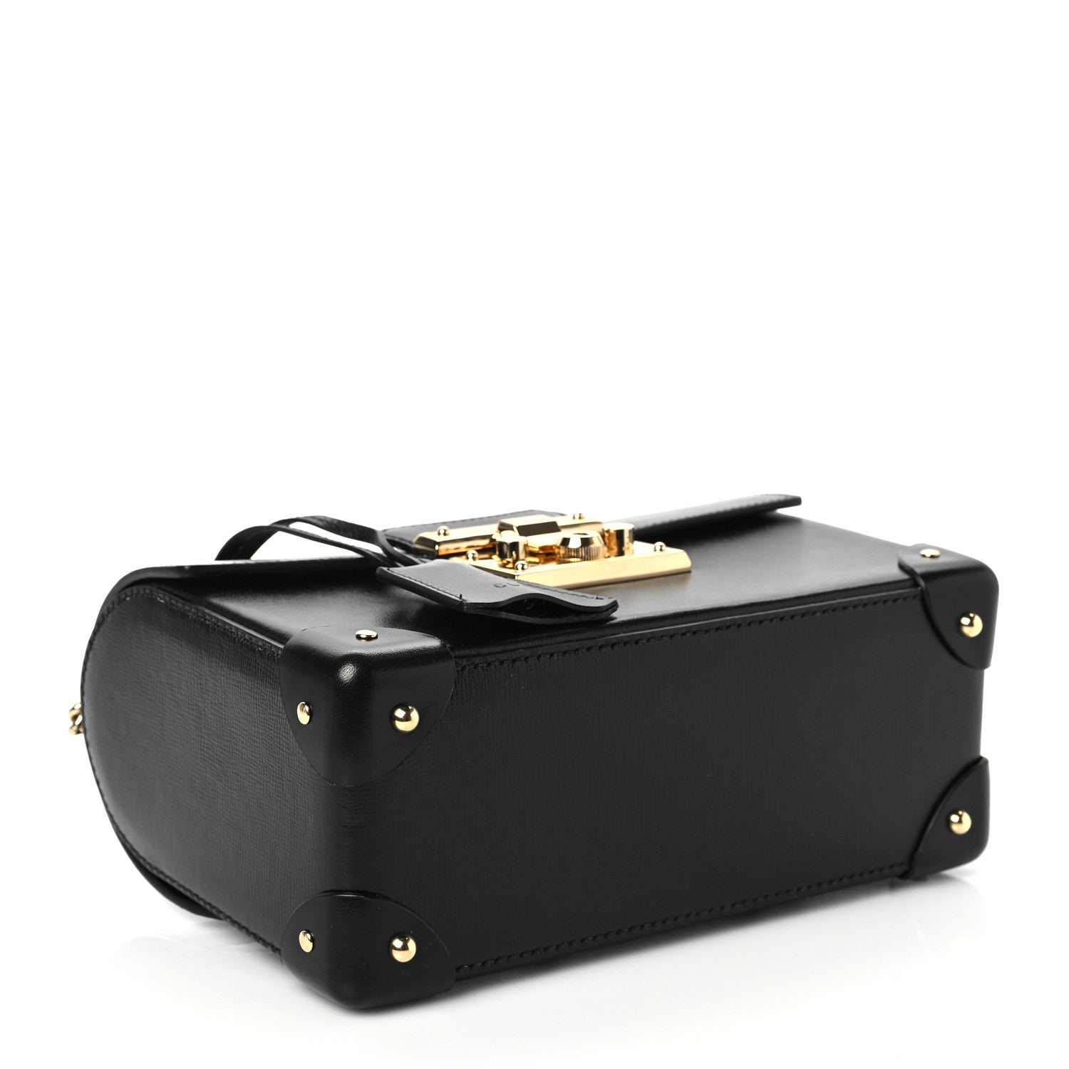 Gucci Calfskin Small Padlock Bamboo Shoulder Bag Black 4 of 7