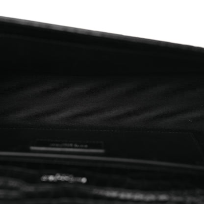 Saint Laurent Calfskin Crocodile Embossed Medium Classic Monogram Kate Tassel Satchel Black 5 of 13