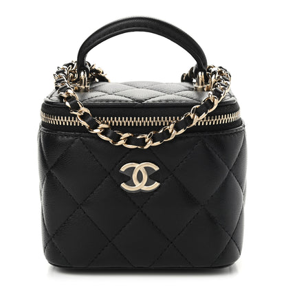 Chanel Lambskin Quilted Top Handle Mini Vanity Case With Chain Black 1 of 11