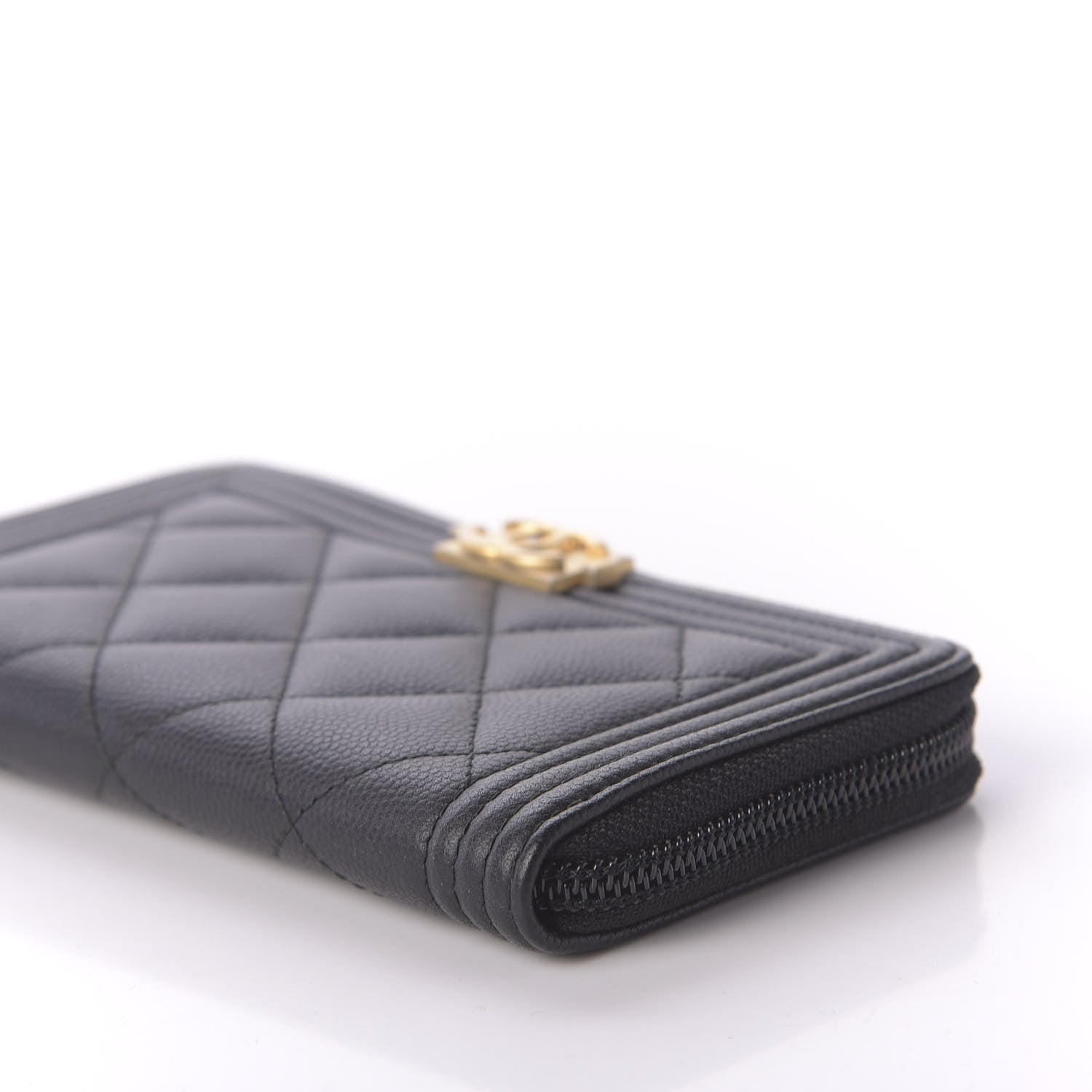 Chanel Caviar Quilted Small Boy Zip Around Wallet Black 6 of 10
