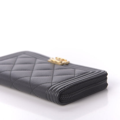 Chanel Caviar Quilted Small Boy Zip Around Wallet Black 6 of 10