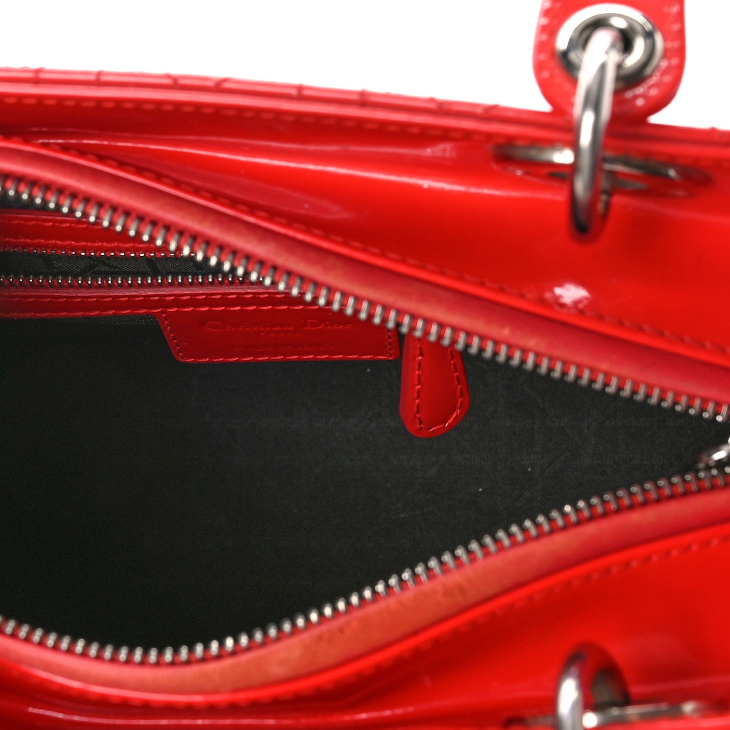 Patent Cannage Medium Lady Dior Red