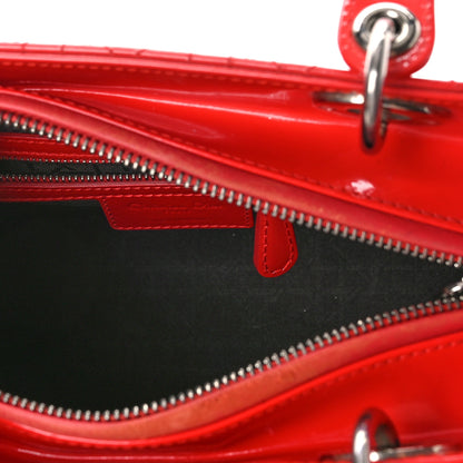 Christian Dior Patent Cannage Medium Lady Dior Red 5 of 12