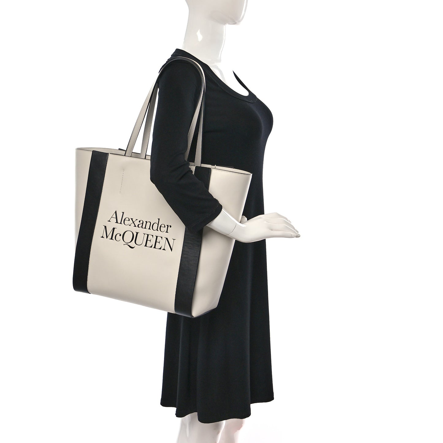 Calfskin Embossed Signature Shopper White Red