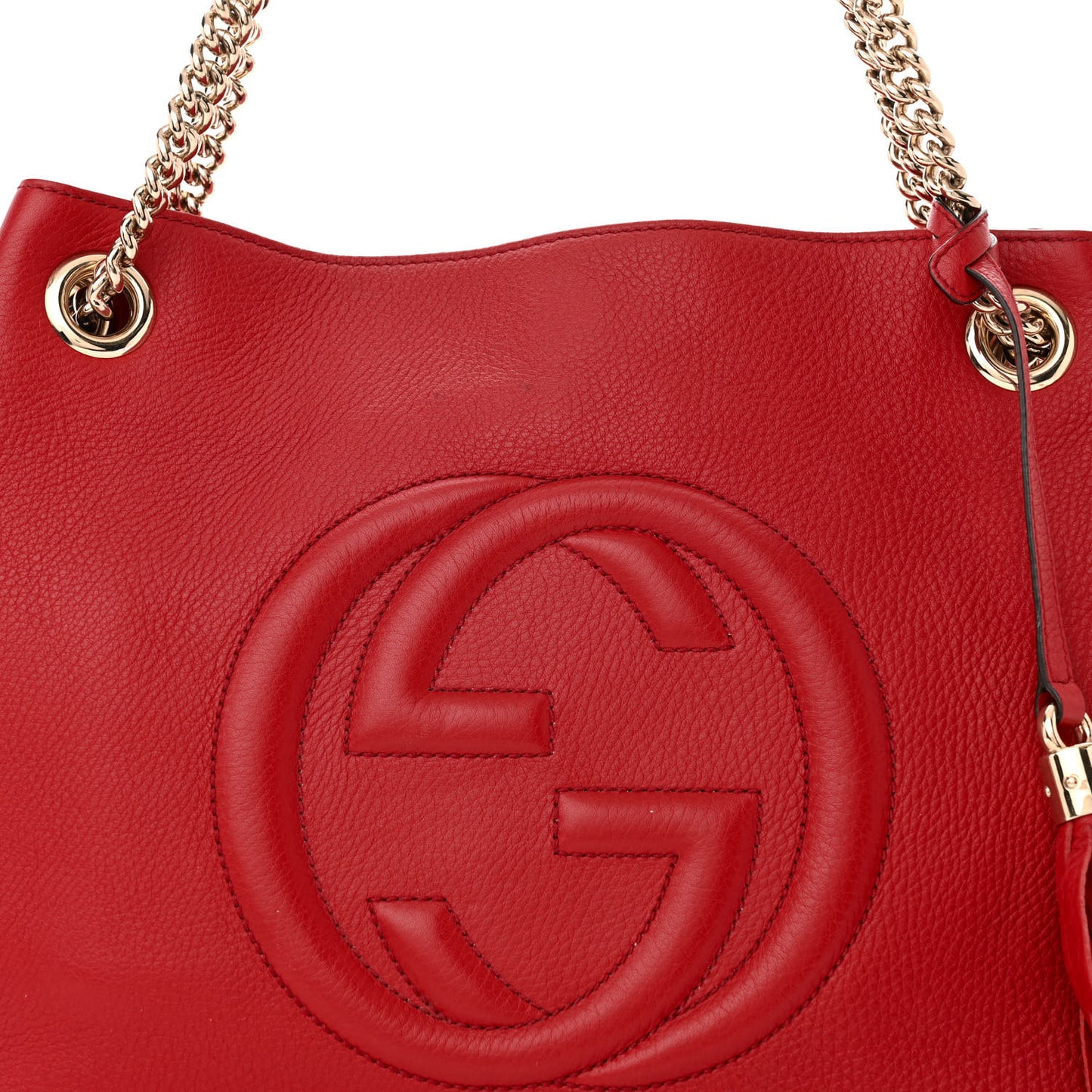 Pebbled Calfskin Medium Soho Chain Shoulder Bag Tabasco Red