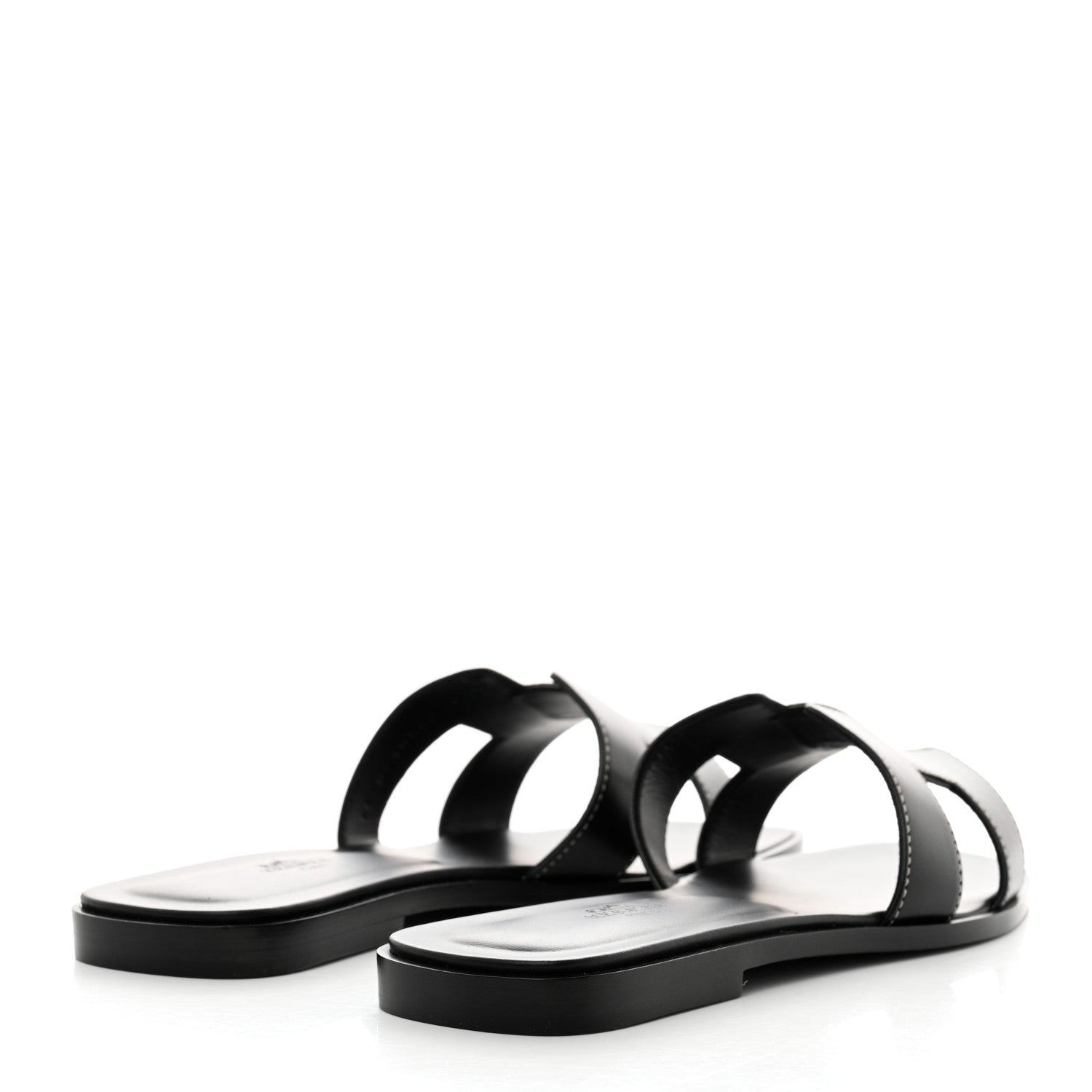 Hermes Box Calfskin Oran Sandals 39.5 Black 4 of 9