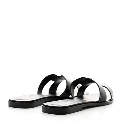 Hermes Box Calfskin Oran Sandals 39.5 Black 4 of 9