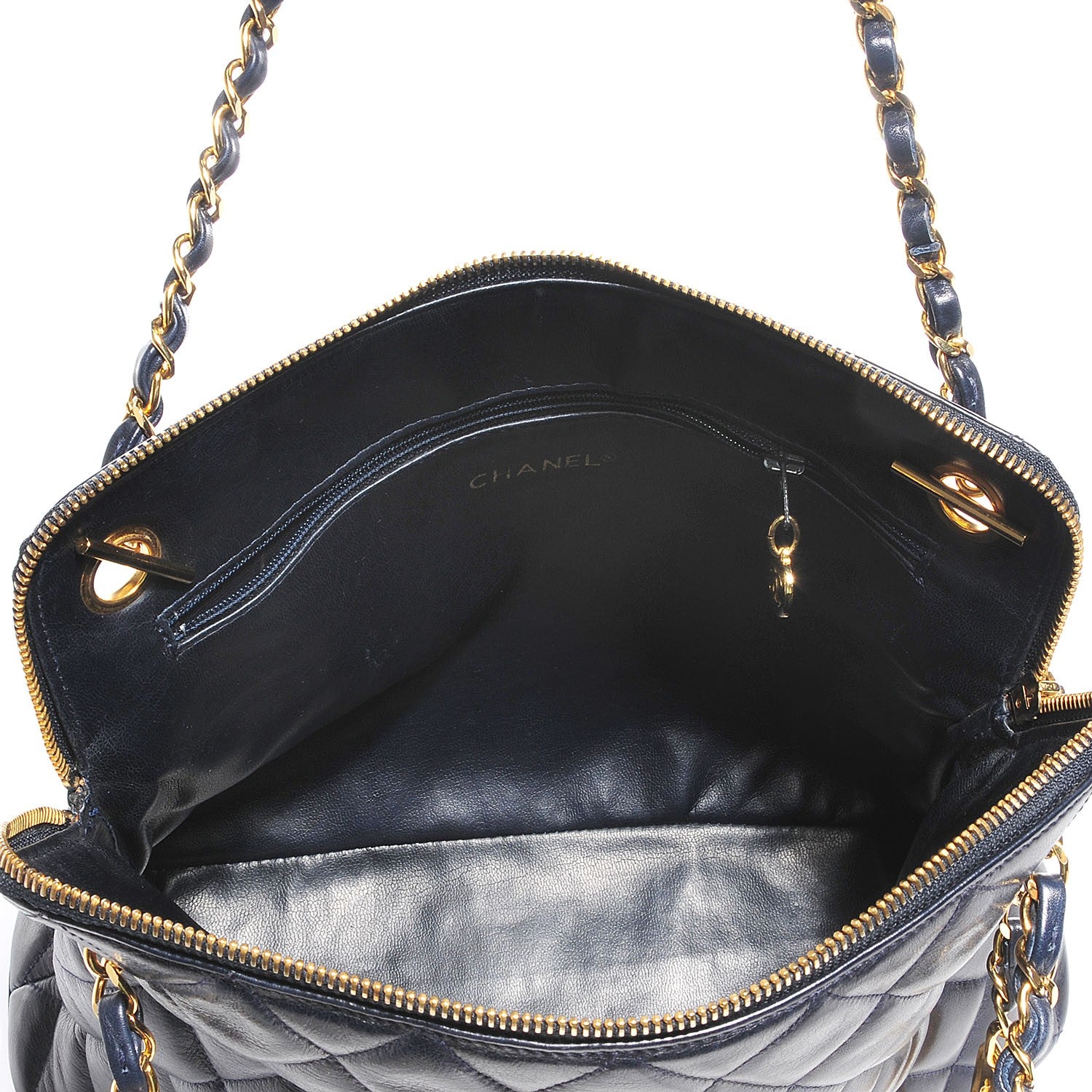 Chanel Lambskin Quilted Shoulder Bag Navy Blue 8 of 8
