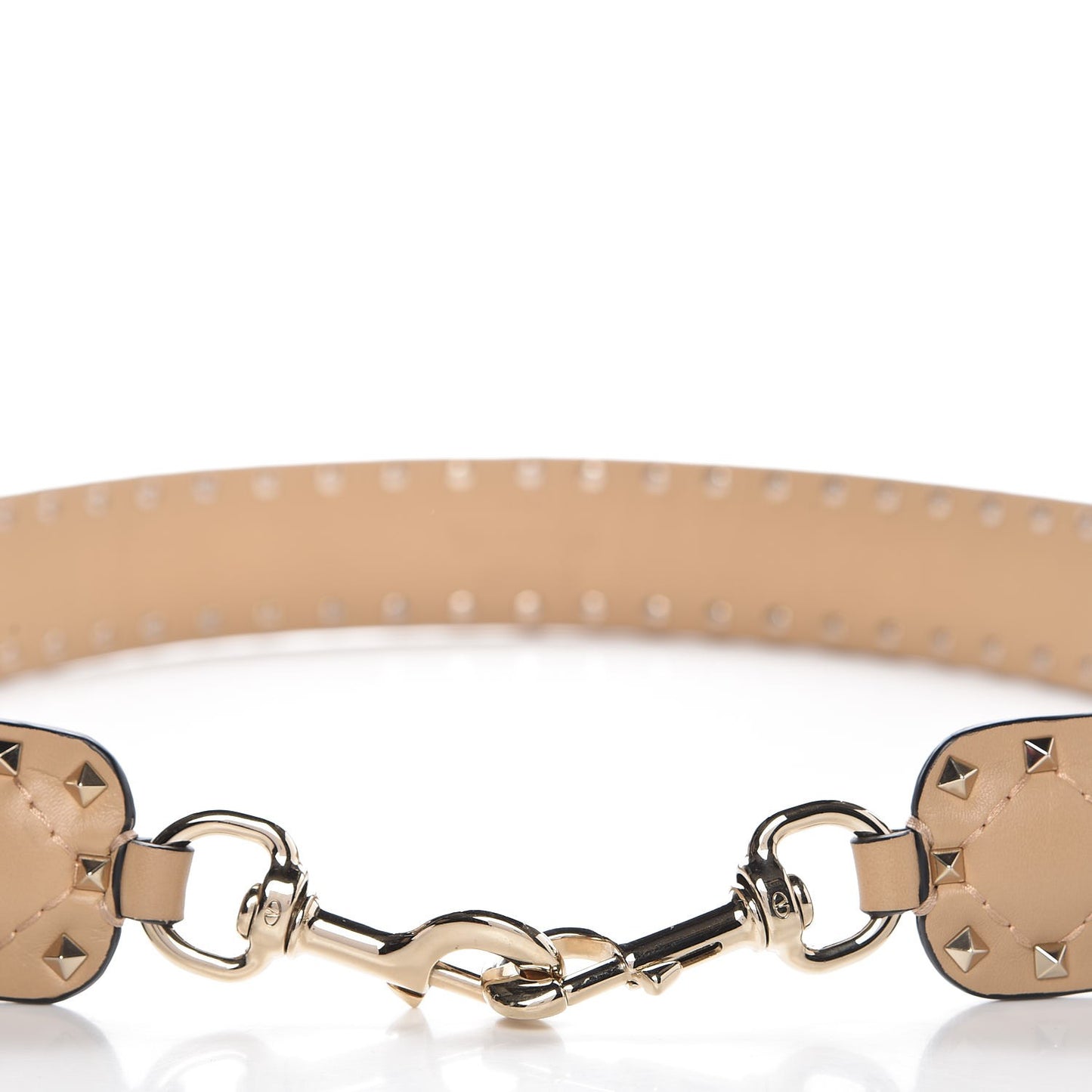 Lambskin Rockstud Spike Shoulder Strap Camel Rose