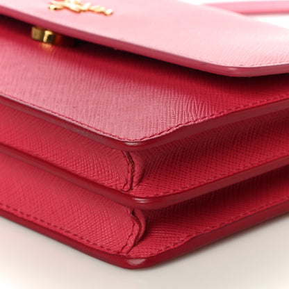 Prada Saffiano Lux Metal Flap Wallet with Strap Peonia Geranio 10 of 10