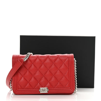 Chanel Caviar Quilted Boy Wallet On Chain WOC Red 17 of 17