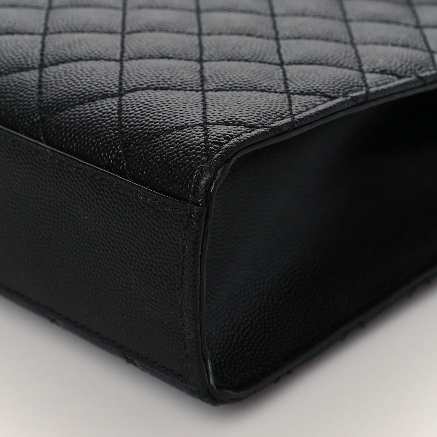 Saint Laurent Grain De Poudre Textured Mixed Matelasse Large Triquilt Monogram Monochrome Satchel Black 9 of 9
